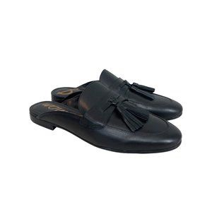 Sam Edelman Paris Black Leather Slip On Tassel Mules Clogs Shoes Womens size 9